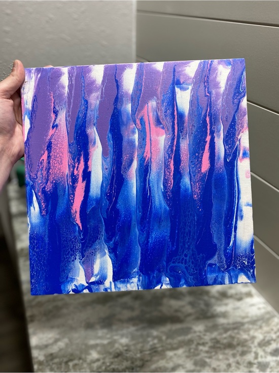 Hand Crafted Other - Hand Crafted Blue and Pink Abstract Painting